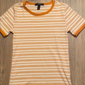 Mustard Yellow and white stripped Forever 21 shirt